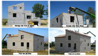 Construction d'une maison neuve en Ardèche, montage des murs