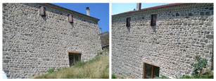 rénovation d'une façade en pierre ardéchoise dans l'ardèche nord